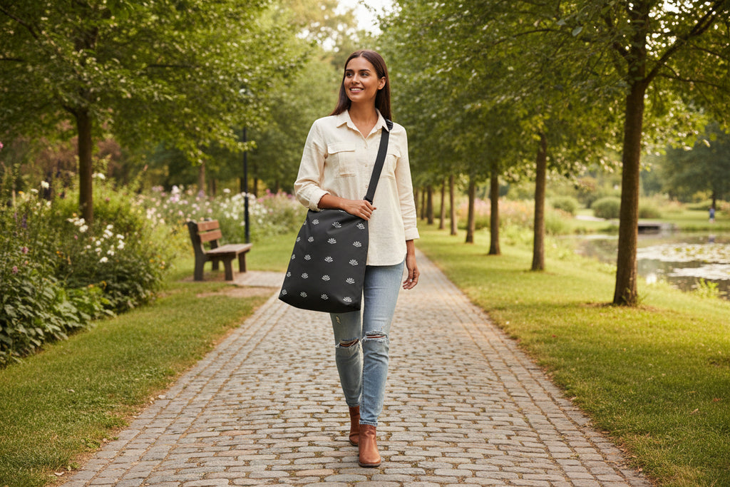 Adjustable Black Tote Bag