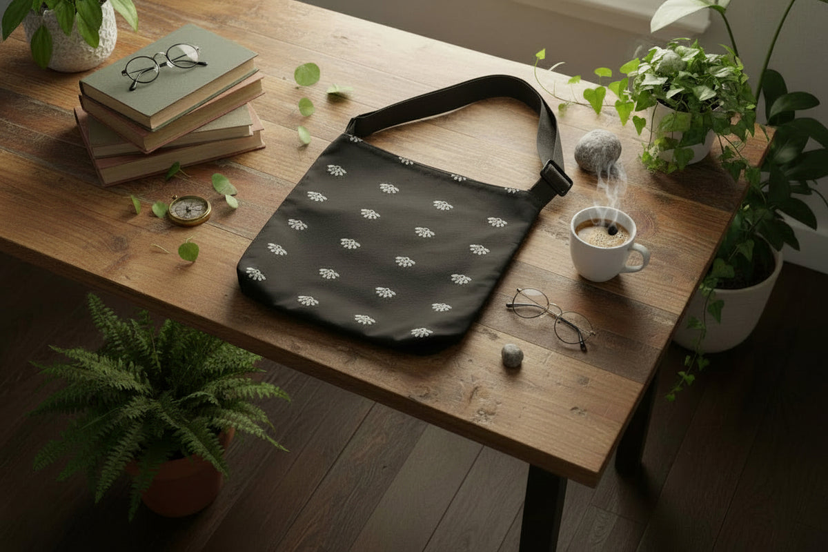 Adjustable Black Tote Bag